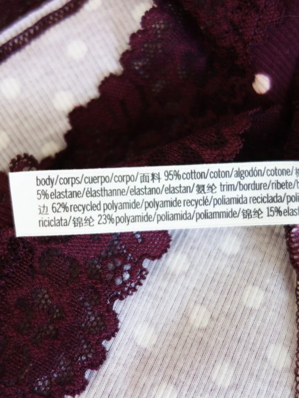 Victoria's Secret PINK WINK LACE-TRIM CHEEKY PANTY Polka Dots Burgundy (M) NWT!